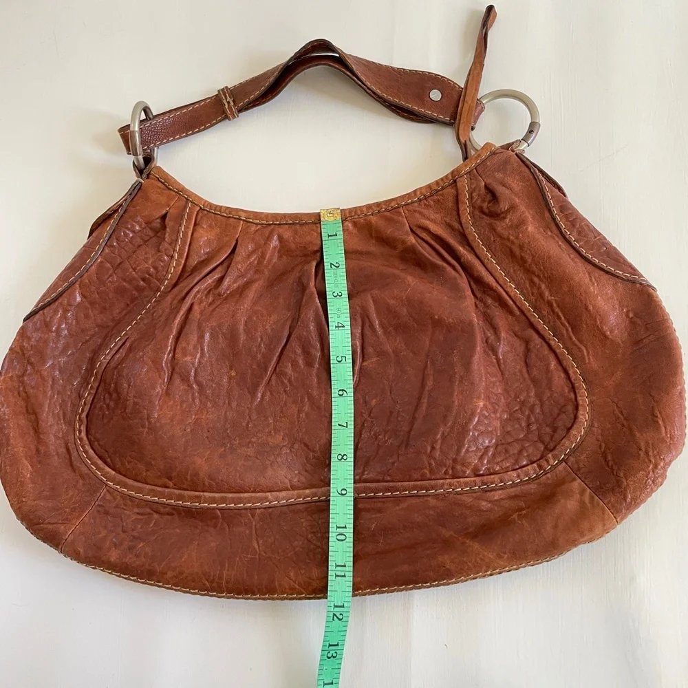 Y2K RUEHL Shoulder Handbag Leather Tote Large Brown Soft Bag Half Moon Hobo Boho
